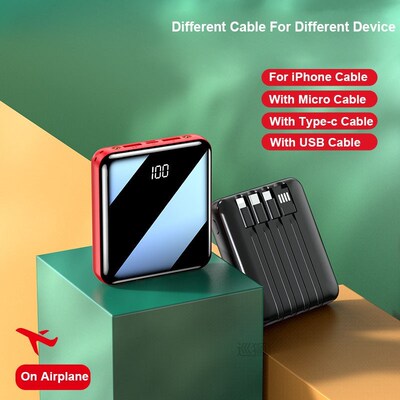 20000mAh Mini External Battery Power Bank Mirror Screen Digi