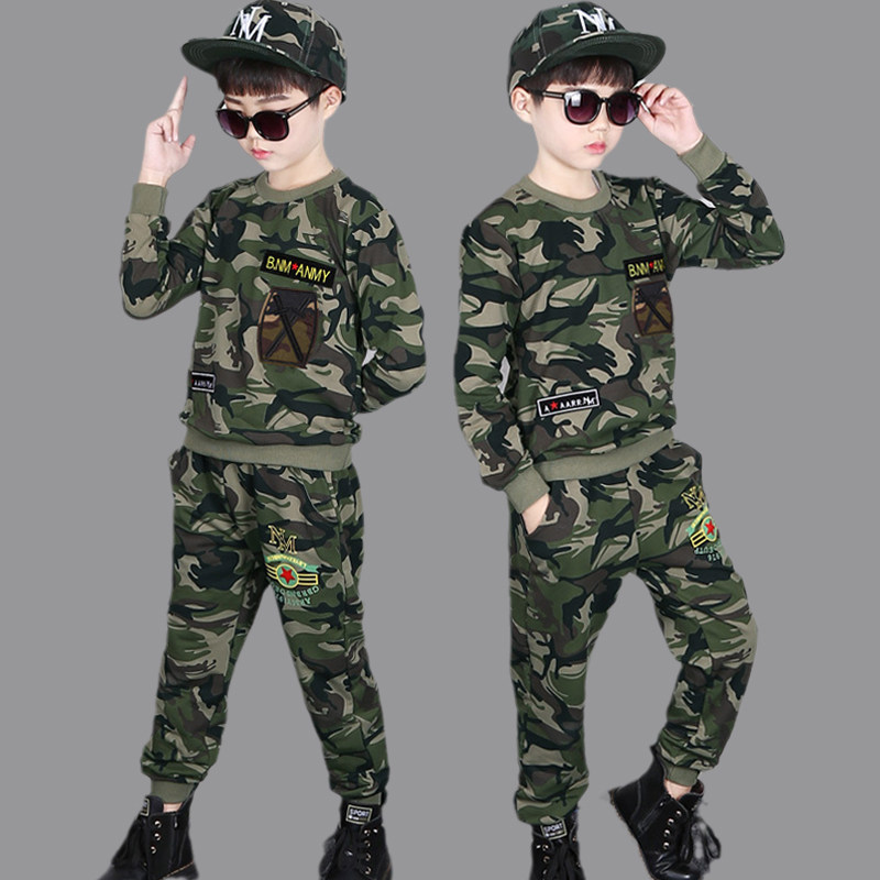 热销男童秋装迷彩套装2022新款儿童特种兵卫衣中大童男孩警察警官