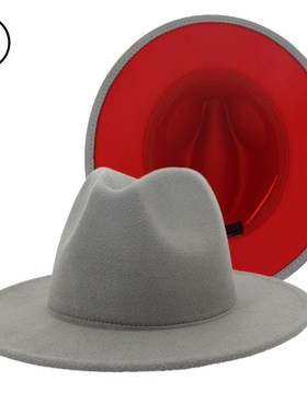 2020 60CM Hat Black Green Patchwork Fedora Hats  Wo Wide Bri