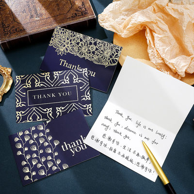 速发thankyou卡片 thank you card blue business gratitude card