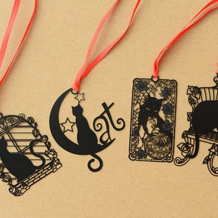 Lovely Cute Kawaii Metal Bookmark Black Cat Book Holder for