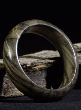 金丝楠木手镯 满水波纹乌木阴沉木镯 沉香级檀木手镯子男女款