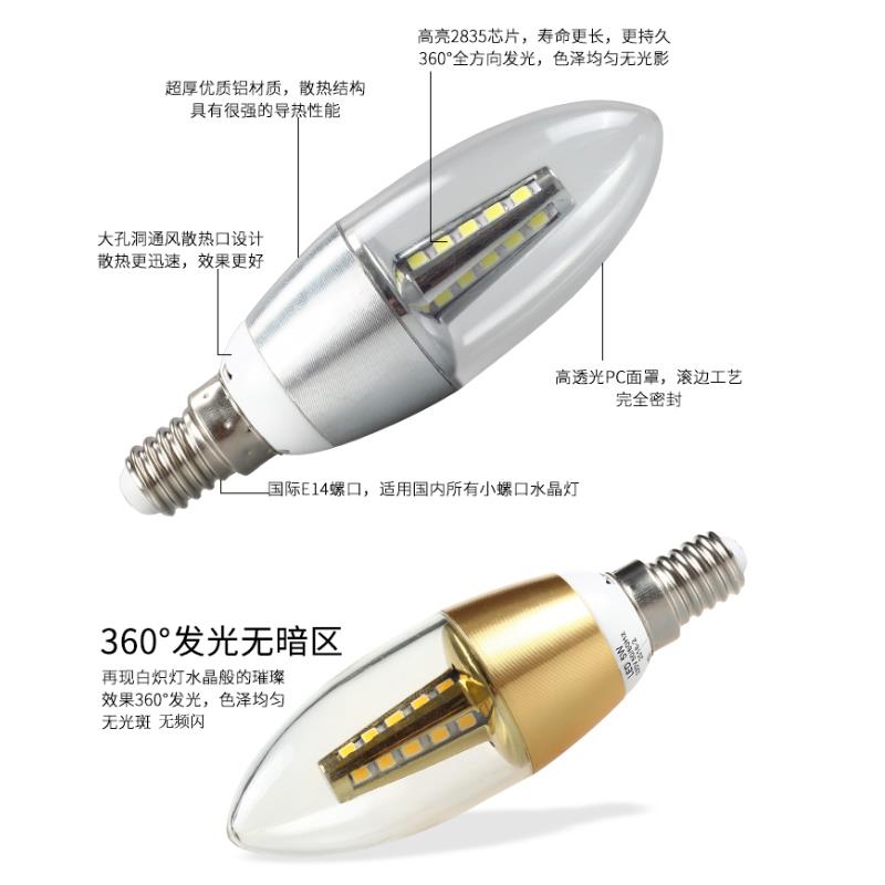 推荐LED灯泡节能乚ed小头e14家用电l超亮e螺口d球形3瓦12客厅小口