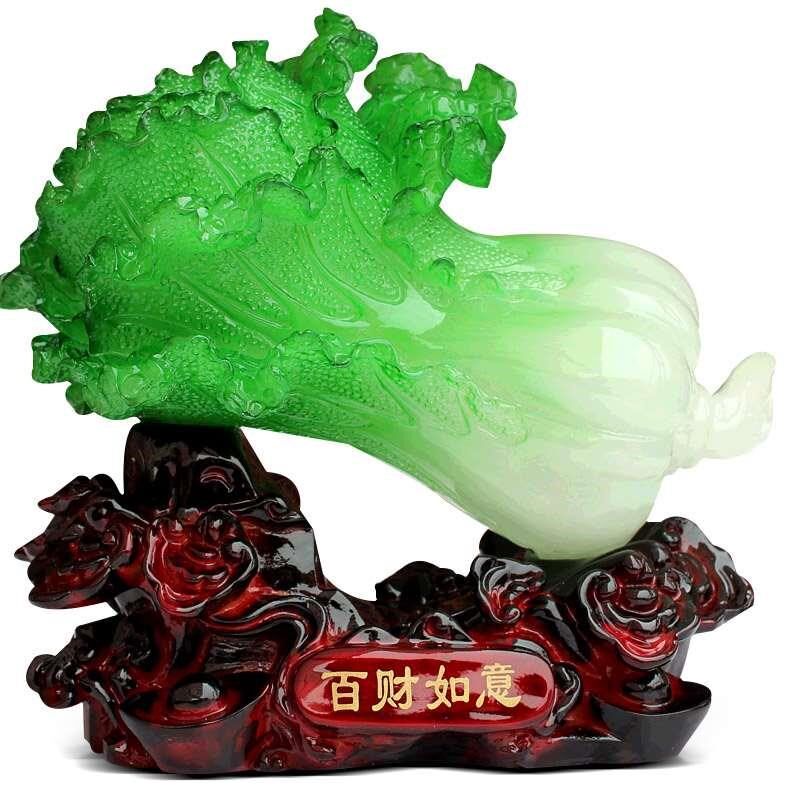 玉白菜摆件招财 博古架中式家居装饰品客厅摆设工艺品电视柜新品