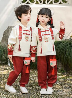 马面裙女童2024新款男童新中式古风卫衣套装春秋三月三儿童民族风