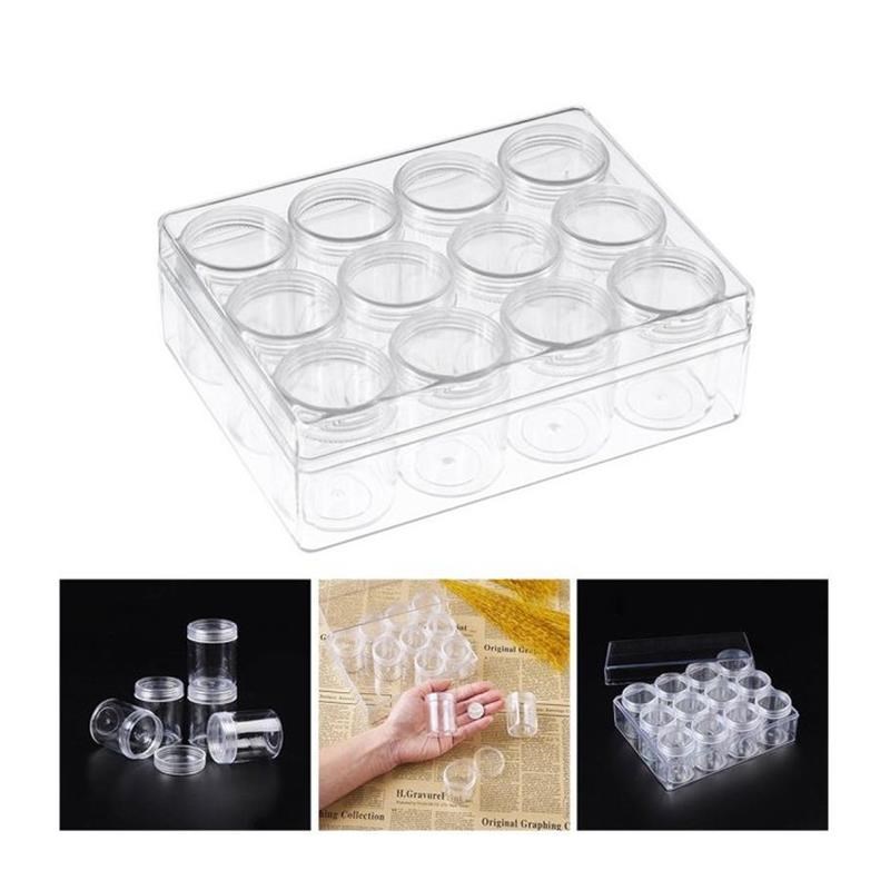 10 Slots Plastic Storage Jewelry Box Transparent Rectangle B