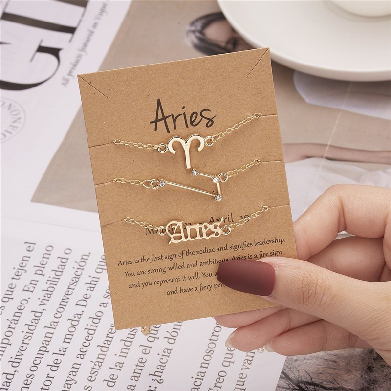 推荐3pcs/set 12 Zodiac Sign Constellation Let Charm Bracelet