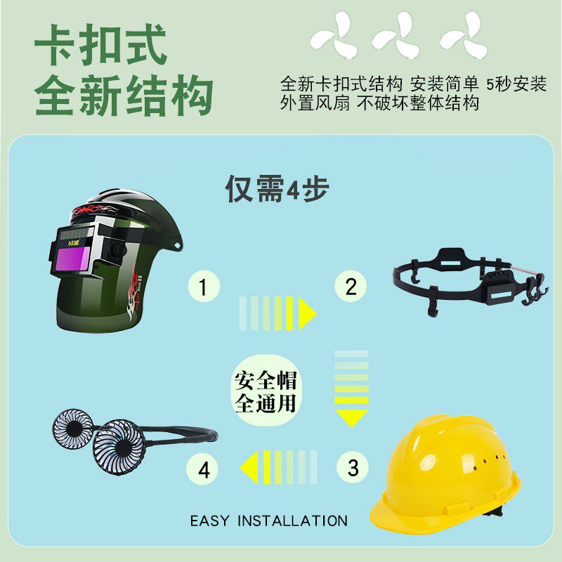 风扇自动变光头戴式电焊防护罩防烤脸焊帽轻便护眼护目镜电焊面罩