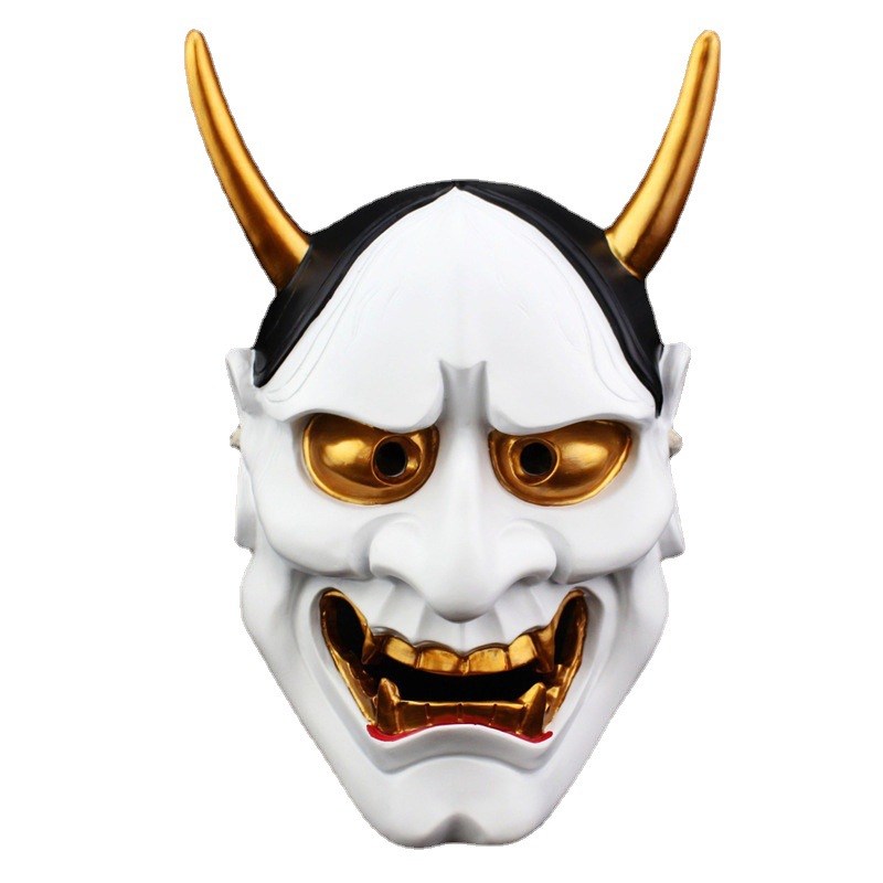 红白银笑般若面i具万圣节鬼首脸谱邪鬼面罩能面脸罩狂欢节派对道