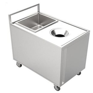 不锈钢带滤渣收残车残q食台收餐车收集台餐具碗碟垃圾桶防锈无磁