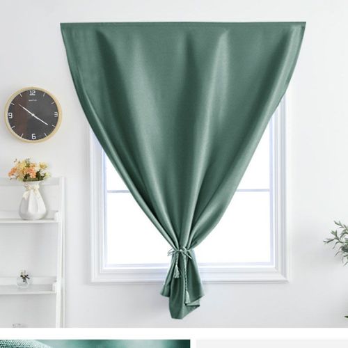 小窗帘全遮光魔术贴窗帘免打孔安装卧室小贴式短款防Y易遮阳布成