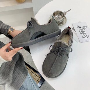 冬季男士雪地靴系鞋带真皮工装鞋加厚保暖时尚低帮学生面包鞋