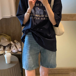 孕妇短裤夏季外穿女夏薄款宽松打底阔G腿时尚五分牛仔孕妇裤春夏
