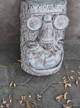 外贸出口 树脂仿木雕刻人脸木桩 户外别墅园艺花园家居装饰摆件