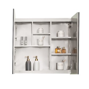 加高90厘米不锈钢浴室镜柜带灯挂墙卫生间镜子带置物架收纳储物柜