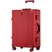 结婚行李箱酒红色陪嫁拉杆箱新娘陪嫁妆皮箱女24寸密码 登机旅行箱