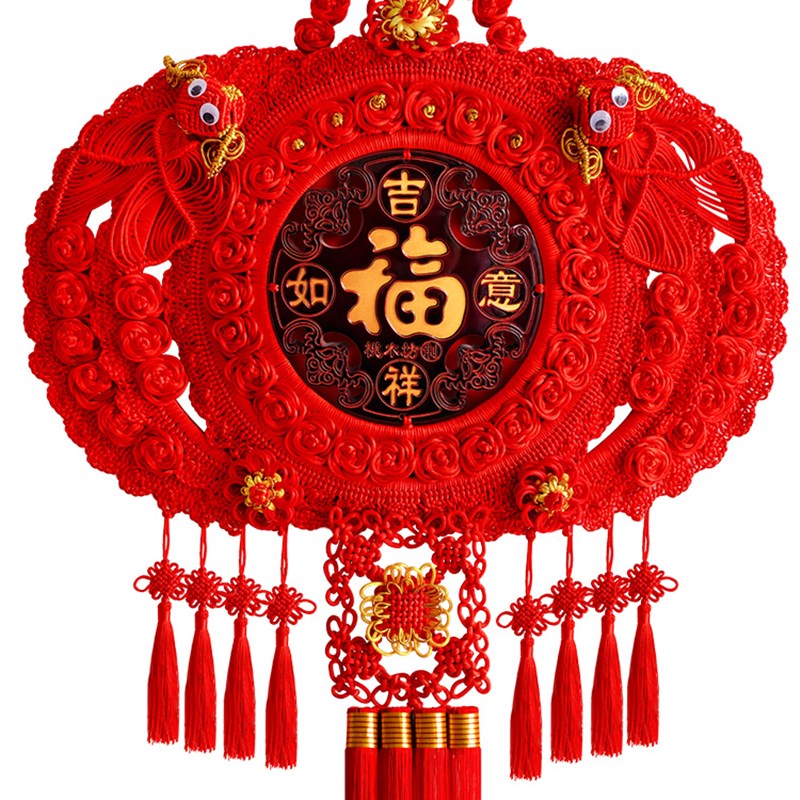 高档桃木中国结福字挂件客厅大号C家居入户门新中式玄关壁挂挂饰