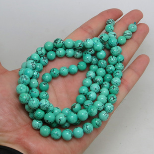 天然绿松石手链手串原矿网纹珠项链108佛珠圆珠原石散珠吊坠挂件