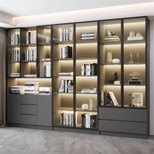 玻璃储物柜客厅立柜窄高柜木柜置物柜收纳柜立式小柜子客厅展示柜