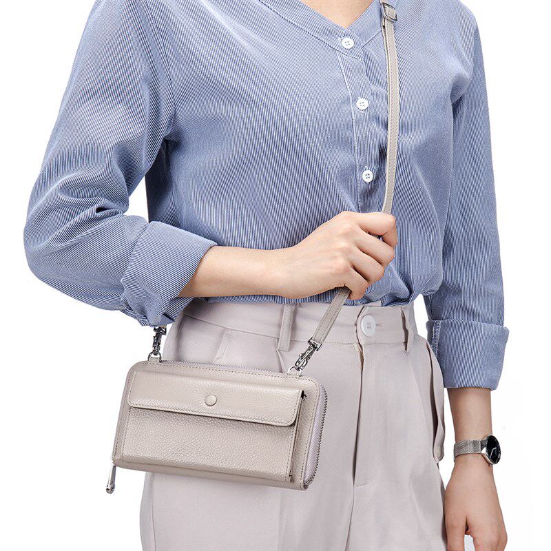 可触屏零钱手机包女斜挎迷你放手机钱包可触摸小包包时尚横款软皮