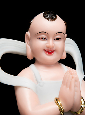 现货金童玉女佛像善财童子龙女家用供奉招财汉白玉V观音菩萨佛前