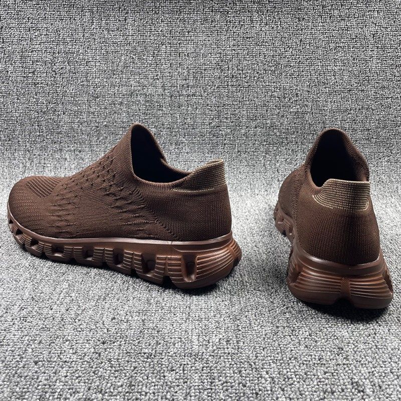 一脚蹬男鞋外贸新款夏季透气薄款飞织网面轻便软底运动日常休闲鞋