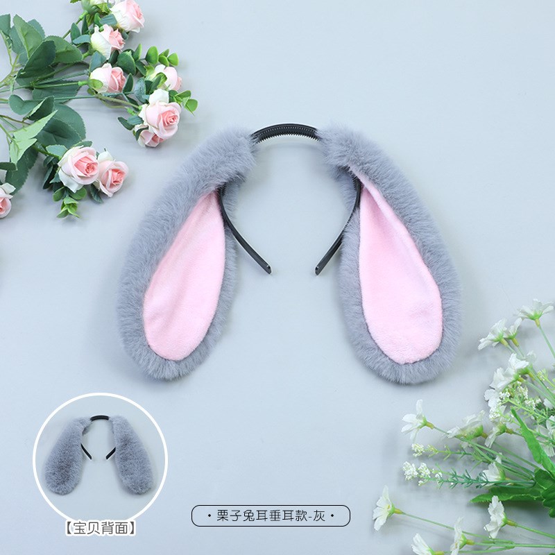 趴垂耳兔子发g饰cosplay哈巴狗贵宾犬耳朵尾巴手作仿真毛绒发箍