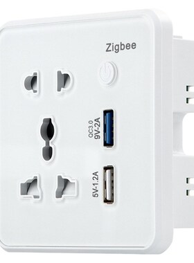 涂鸦智能Zigbee墙壁插座UsAb快充电定时美规欧规英规插头钢化玻璃