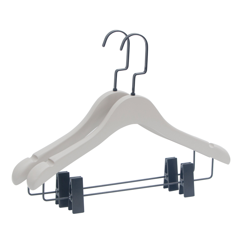 芙立诗实木衣架女装衣撑带v夹多功能套装裤架收纳一体裤子夹衣架