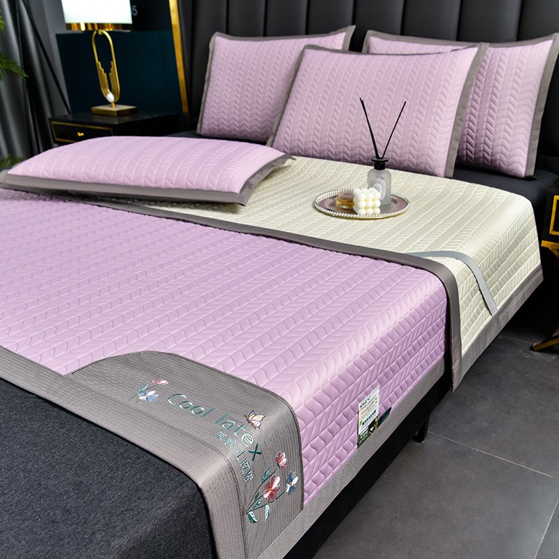 夏季乳胶冰丝凉席三件套可机水洗家用夏天空调席可折叠软席子