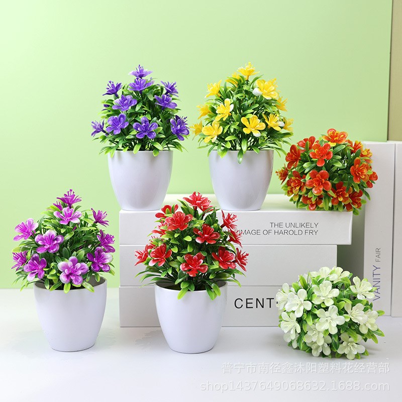 现货仿真花桌面摆设塑料假花玫瑰盆栽绿植摆件室内家居装饰发财树