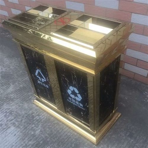 不锈钢防大理石干湿垃圾分类垃圾桶带烟灰缸酒店大堂室内外垃圾箱