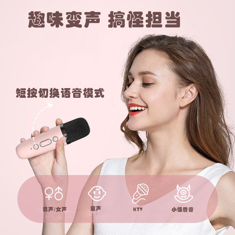 蓝牙小音响户外便携式迷t你无线k歌音响麦克风套装露营娱乐音箱