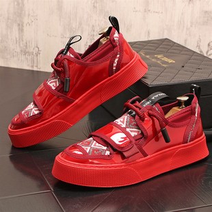 夏季流行男鞋新款拼接刺绣帆布鞋一脚蹬百搭透气休闲鞋男板鞋套脚