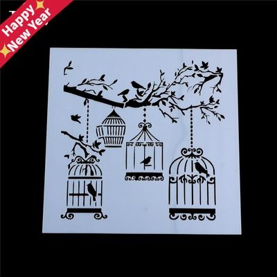 DIY Craft Layering cage tree brids Stencils For Wall Paintin