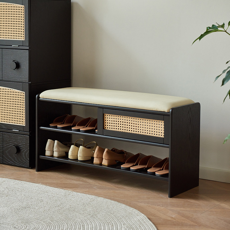 实木换鞋凳家用门口黑色可坐式穿鞋凳长条凳入户门鞋架坐凳一体,住宅家具,换鞋凳,淘宝优惠券,粉丝福利购,淘宝优惠卷