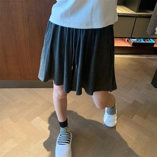 小个子运动休闲短裤子女夏季2024新款芭蕾风灰色高腰垂感阔腿裤裙