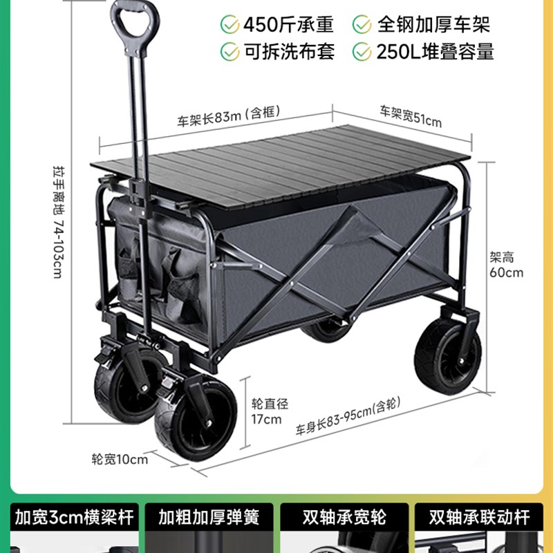R2露营车户外可折叠推车营地车野餐车拖车P野营手拉杆摆摊小推