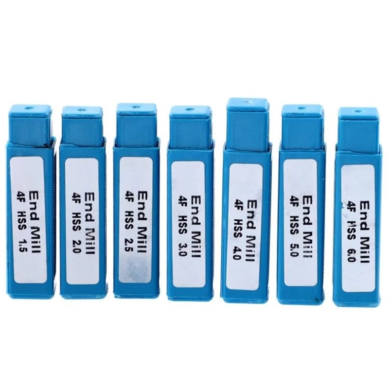 7Pcs/11Pcs Milling Cutters 4-Flute Titanium Coated HSS End M