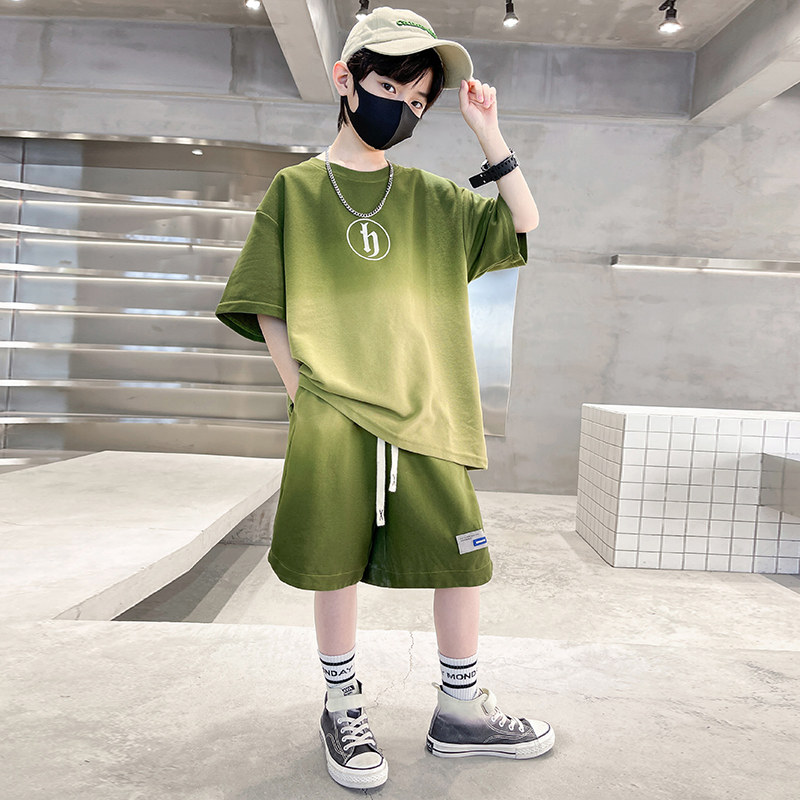 现货男童夏装套装大童夏款2023新款儿童男M孩夏季短袖运动服帅气