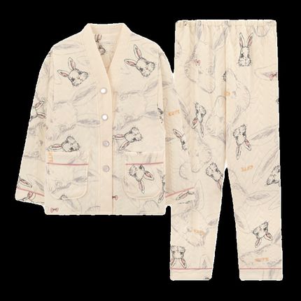 秋冬季空气棉月子服十一月份产后哺乳孕妇睡衣孕期专用春秋款加厚