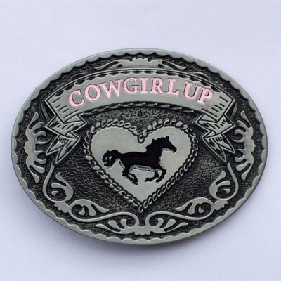 Cowgirl p Running Horse Western Belt Buckle