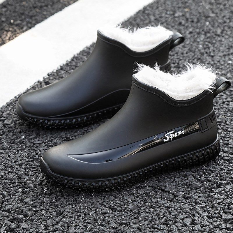 低帮雨鞋男短筒女式防水外穿休闲平底胶鞋买菜厨房工作加绒防滑鞋