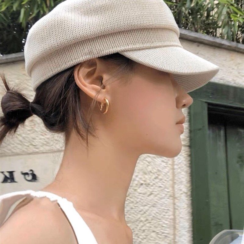 春秋季简约报童帽白色黑色鸭舌帽女休闲遮阳画家帽显脸小八角帽潮