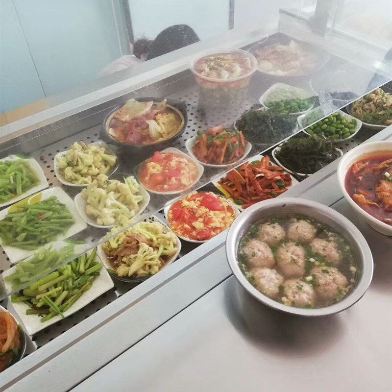 不锈钢商用保温售饭台快餐车玻璃罩汤池蒸菜车粥车中式快餐保温台