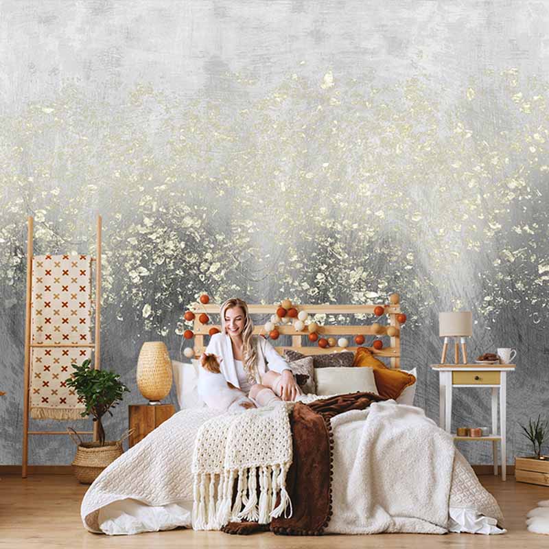 北欧手绘抽象金色涂鸦壁纸电视背景墙纸卧室无缝墙V布艺术轻奢壁