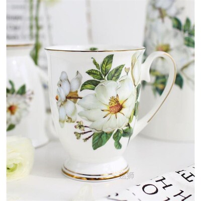 300ML, bone china funny coffee mugs, porcelain floral painti