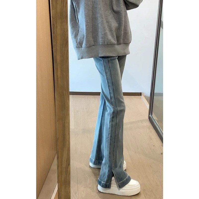 夏季开叉微喇牛仔裤女显瘦薄款大码胖mm梨型身材高腰弹力喇叭裤子,女装/女士精品,牛仔裤,淘宝优惠券,粉丝福利购,淘宝优惠卷