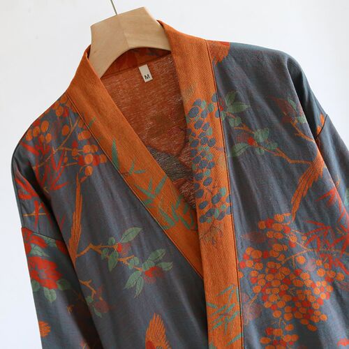 睡袍女双层纱布提花浴袍春秋薄款日系和服睡衣吸水浴衣汗蒸服