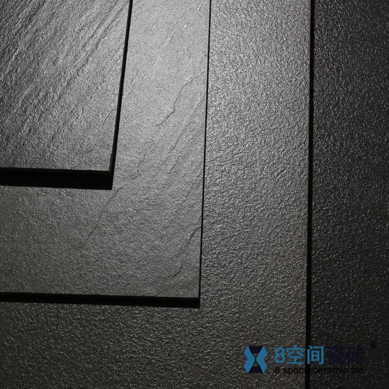 大规格灰黑板岩瓷砖通体砖 粗糙面哑光砖餐厅服装店砖防滑地砖